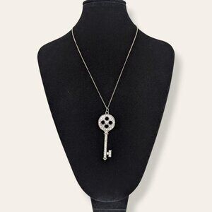 Vintage Rhinestone Key Pendant Necklace